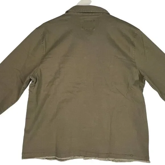 New Sanctuary Los Angeles Men Military Green Olive Utility Shirt Jacket US XL